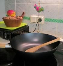 Wok mit Vogel